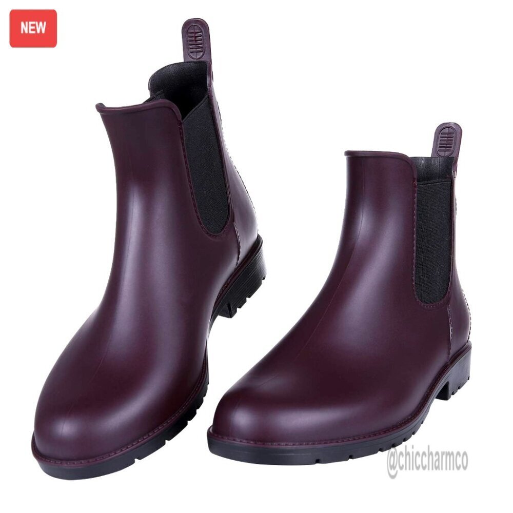 Waterproof Chelsea Rain Boots with Non-Slip Sole, Removable Insole